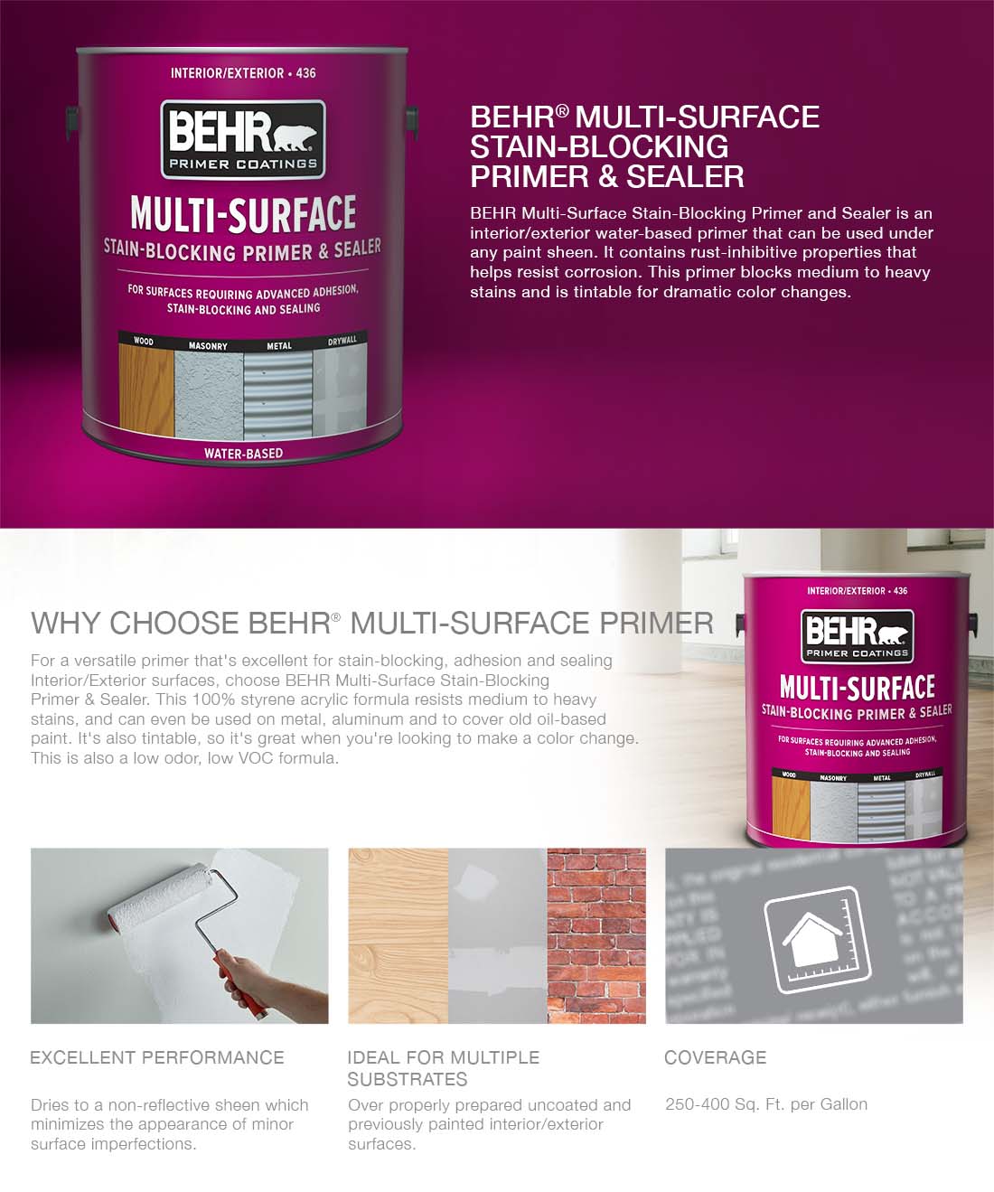 BEHR 1 Gal. White Acrylic Interior/Exterior MultiSurface Stain
